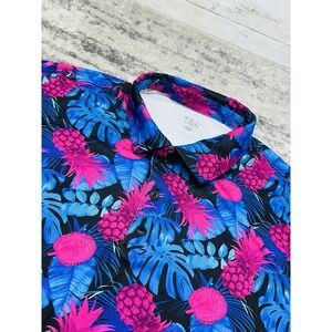 1764 Signature Performance Golf Polo Shirt Men's 2XL Floral Pineapple Hawaiian